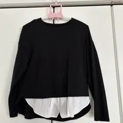 長袖Tシャツ 黒/白 M-L