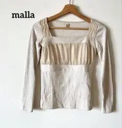 マーラ malla シフォン切替 スクエアネック リブ長袖トップス プルオーバーのサムネイル