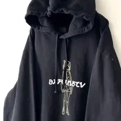 テレビ ロゴ 黒 パーカー ブラック スウェット 海外古着 L