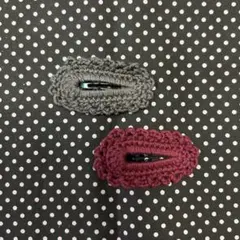 フリルヘアピン・パッチンピン　2個セット(ブラウン・ワインレッド)