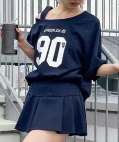 SpRay スプレイ オフショル セットアップ ネイビー