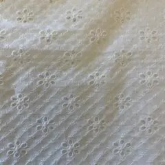 ホワイト刺繍入り生地 花柄カット刺繍