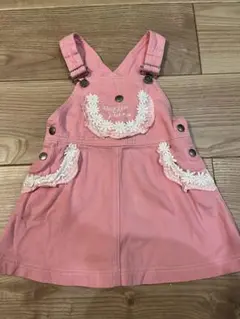 メゾピアノ　ピンク　ジャンパースカート　ワンピース 100 ハート　レトロ