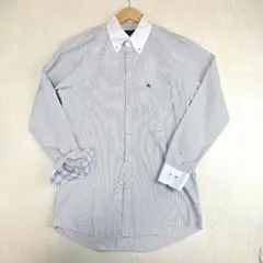 BURBERRY　ブラックレーベル　長袖クレリックシャツ　BD　ストライプ　L