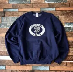 メイドインUSA 90S ヴィンテージ ネイビー カレッジロゴ スウェット XL