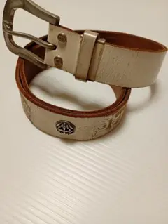白　スカル　　EDWIN 皮ベルト