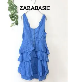 【ZARABASIC】 ティアードラッフルワンピース ブルー (USA/XS)のサムネイル