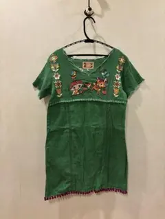 GRAND GROUND 緑色　刺繍　チュニック Sのサムネイル
