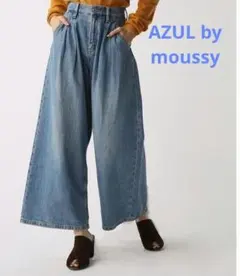 AZUL by moussy タックワイドデニム ライトブルー
