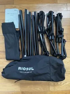 RIOSOL 折りたたみコット 2way ハイアンドロー　簡易ベンチ ベッド 黒のサムネイル