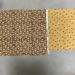 花柄生地 はぎれ ブラウンとイエロー
