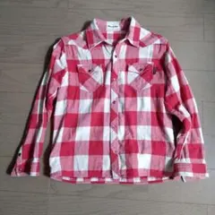 mou jonjon ムージョンジョン 長袖 チェック シャツ 赤 130