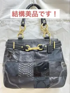 COACH ハンドバッグ パッチワーク ブラック シグネチャー