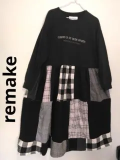 古着リメイク パッチワークワンピース　ブラック系