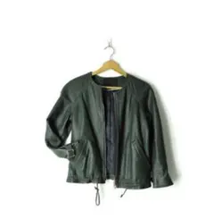 新品未使用　JCREW レザー　ジャケット　ダーク　グリーンのサムネイル
