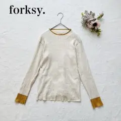 【フォルクシー】バイカラー リブ長袖Tシャツ（フリー）ニット クルーネック