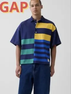 Gap オーバーサイズミックストライプボクシーポロシャツ　Lサイズのサムネイル