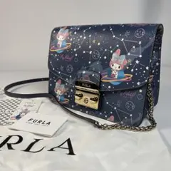 ✨新品 FURLA メトロポリス ショルダーバッグ 花柄 黒 チェーン - メルカリ