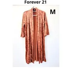 【M】フォーエバー21 ベロア調オープンフロントロングカーディガン