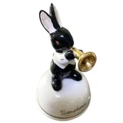 【訳あり】黒ウサギのオルゴール 陶器製　アンティーク　レトロ小物