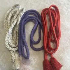 帯締め 3本セット (白・紫・赤)
