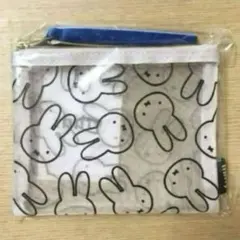ミッフィー　総柄　ミニメッシュポーチ　ホワイト