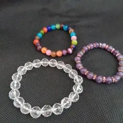 カラフルビーズとクリスタルブレスレットセット