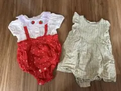 バースデイ ロンパース2点セット 70cm いちご チェック柄 女の子