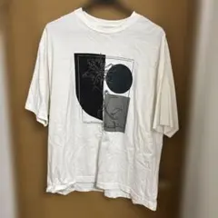 MONOMART ホワイト グラフィックプリント Tシャツ オーバーサイズ
