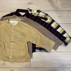 【お買い得】120cm無印キッズ ネルシャツ 長袖シャツ 4点セット