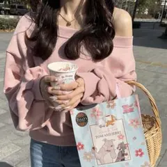 GRL ピンクオフショルダースウェットトップス[pm392]