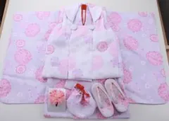 【新品】七五三 3歳女の子 総柄 着物 7点セット 被布コートセット
