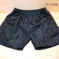 10036●男子トランクス水着サイズ150(58-66)黒サイド赤細ライン未使用