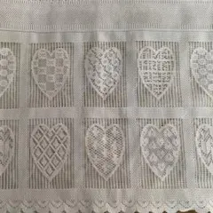 ハート模様 レースカフェカーテン ホワイト☆.。.:*・(33cm×172cm)