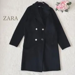 ザラ　ダブルブレストコート　ウール混　メタルボタン ネイビー　XS