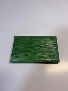 グリーン ストライプ 二つ折り財布小銭、カード入れ