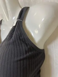 [新品]ダークグレー リブ編み Vネックブラジャー
