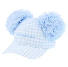 ディズニー ギンガムチェック NAKAYOSHICLUB ポンポン 帽子 水色