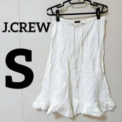 【S】J.CREW フレアスカート ホワイト 透け感あり 重ね着 ウエスト紐