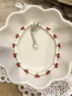 フルーツモチーフ ブレスレット　ハンドメイド　さくらんぼ