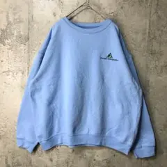 Y2568古着　トレーナー　スウェット　ワンポイント　水色　90s Y2K