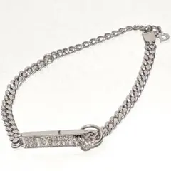 Christian Dior ブレスレット プレート ラインストーン 喜平