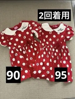 《２回着用のみ　美品》姉妹リンク　ミニーワンピース　ハロウィン衣装水玉　リボン付