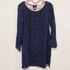 【美品】グリーンパークス チュニック ミニ丈ワンピース ドット ネイビー