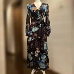 DIANE VON FURSTENBERG 花柄ラップ風ドレス・ポルカドット