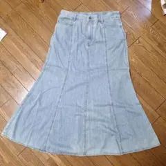 GU デニムフレアスカート XXL ライトブルー