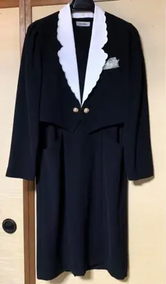 レディースワンピースフォーマルブラックスカラップ襟ジャケット冠婚葬祭喪服礼服