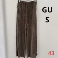 GU ジーユー ランダムプリーツローストリングパンツ ブラウン S