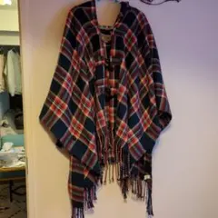 Heather チェック柄ポンチョストール　再値下げ