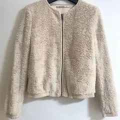 【未使用】GU ファージャケット　コート　ノーカラー　オフホワイト　白　綺麗目